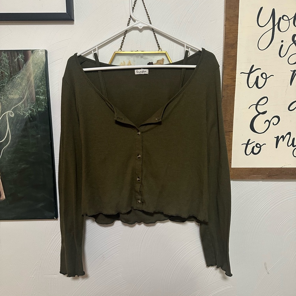 Olive Green tank and cardigan